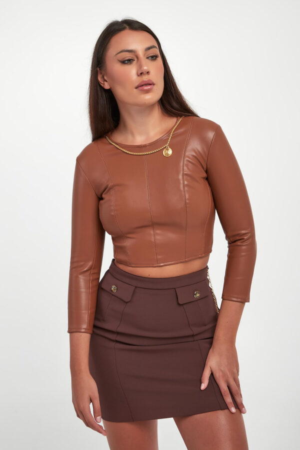 74ebba5631dded960408fafab95f80f1e20a8e64 Żakiet damski z ekoskóry ELISABETTA FRANCHI