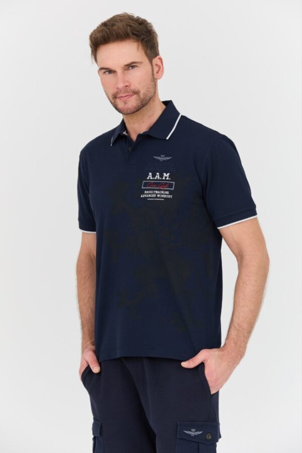 AERONAUTICA MILITARE Granatowa męska koszulka Polo M.C