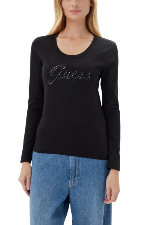 GUESS Czarny damski longsleeve Embro Script