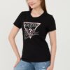 GUESS Czarny damski t-shirt bawełniany Icon Tee