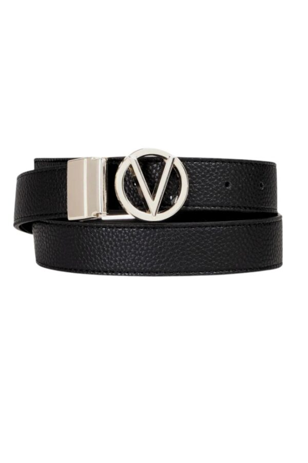 VALENTINO Czarny pasek damski Roof Plaque Buckle Belt