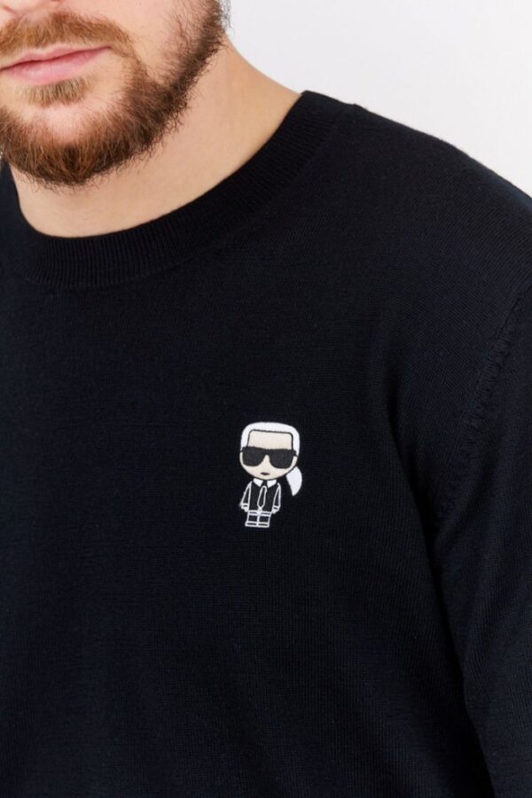 KARL LAGERFELD Czarny sweter męski z wełny merino