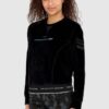 AERONAUTICA MILITARE Czarna welurowa bluza damska z wieloma zdobieniami