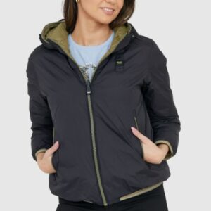 77dcc5253588421cb4ecc6597a5816f97dd07519 BLAUER Czarno-zielona damska dwustronna kurtka Stella reversible down jacket