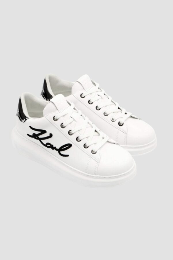 KARL LAGERFELD Białe damskie sneakersy skórzane Kapri Karl NFT Lo Lace