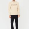 BALMAIN Beżowa męska bluza Printed Sweatshirt