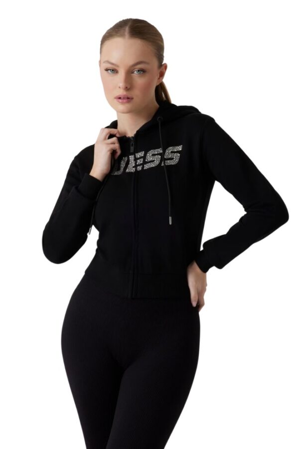 GUESS Czarna damska bluza z cyrkoniami Primula