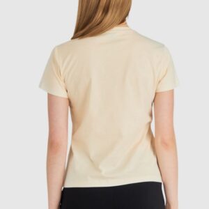 PINKO Beżowy t-shirt damski z logo z cekinów