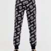 JUST CAVALLI Czarne damskie spodnie dresowe Logo Tigre