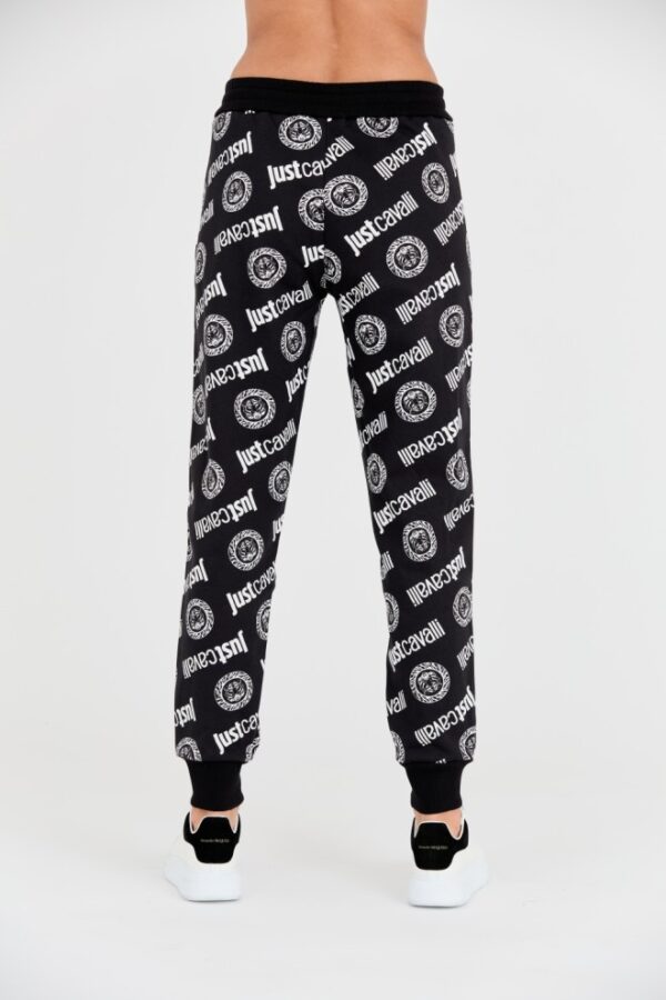 JUST CAVALLI Czarne damskie spodnie dresowe Logo Tigre