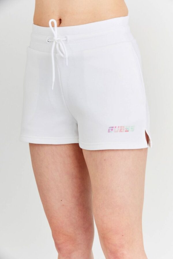 GUESS Białe szorty damskie z kolorowym logo