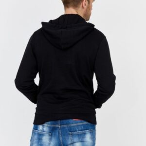 EMPORIO ARMANI Czarna bluza męska z kapturem i szarym logo
