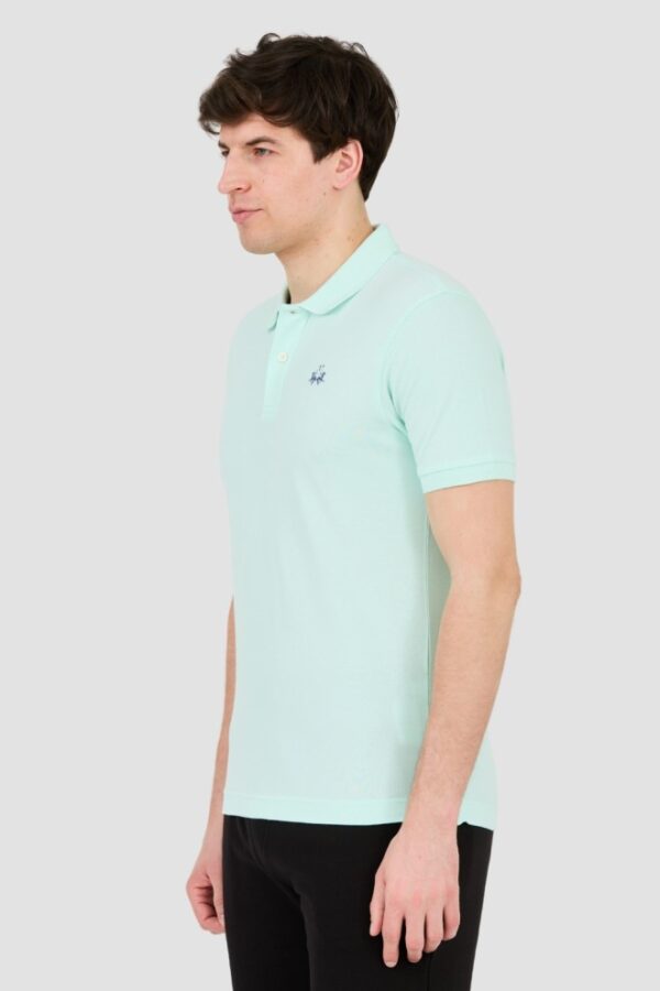 LA MARTINA Miętowe męskie polo z małym logo