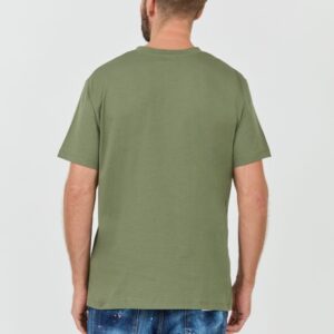 7ce93b4667d8a86507716e7a729887e048fd28cd BALMAIN Zielony męski t-shirt Flock&foil T-shirt Bulky Fit