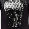 PHILIPP PLEIN Czarny męski t-shirt zdobiony dżetami z czaszką i logo
