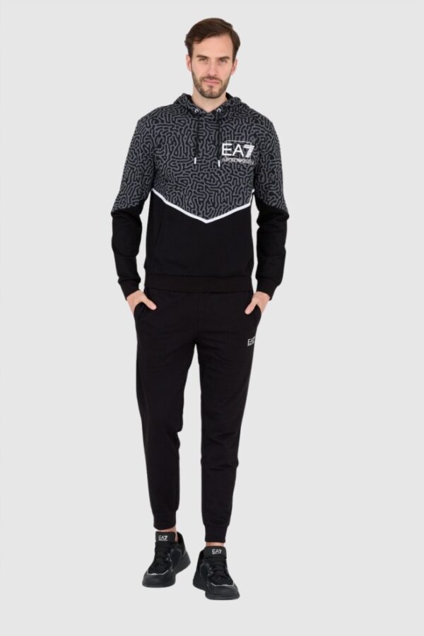EA7 Męska czarno-szara bluza z kapturem w moro