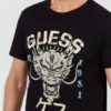 GUESS Czarny męski t-shirt bawełniany Dragon Tee