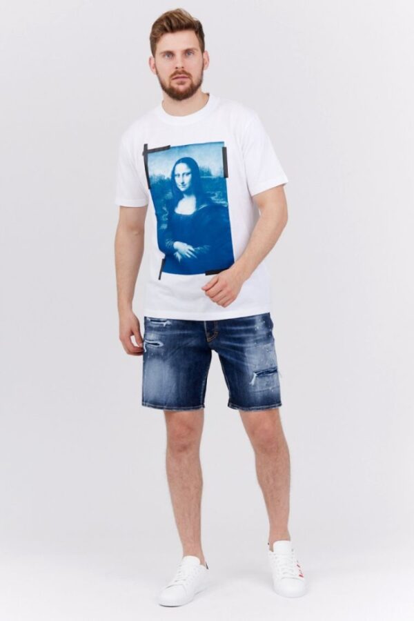 80ad581f95c8364506ed77c1b5949dd89a040f38 OFF-WHITE Biały t-shirt męski z nadrukiem mona lisy