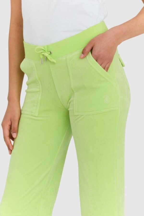 JUICY COUTURE Klasyczne welurowe spodnie dresowe damskie del ray w jasnozielonym kolorze