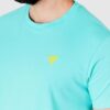GUESS Turkusowy t-shirt męski z żółtym logo