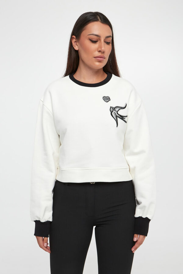 8266d438cd40ce55fa1ebf1cb1d666f172f4c15b Bluza damska z logo Mandorlato PINKO