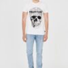 PHILIPP PLEIN Męski t-shirt biały z popękaną czaszką