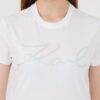 KARL LAGERFELD Biały damski t-shirt Rhinestone Logo