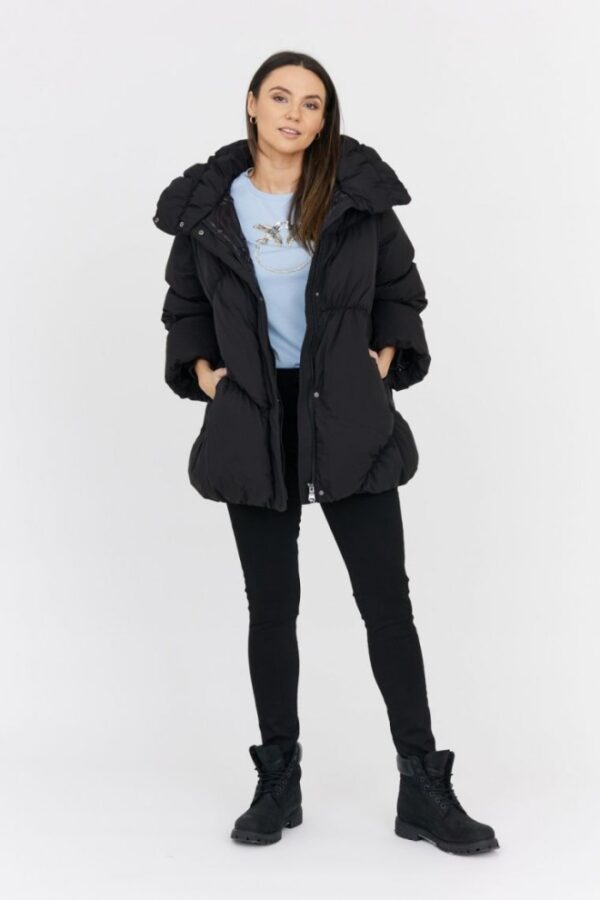 832329ec46945e0a3c22affe56e6c77511cd1ba6 HETREGO Czarna damska długa kurtka puchowa Tiffany, Rozmiar 38 EU - 42 IT