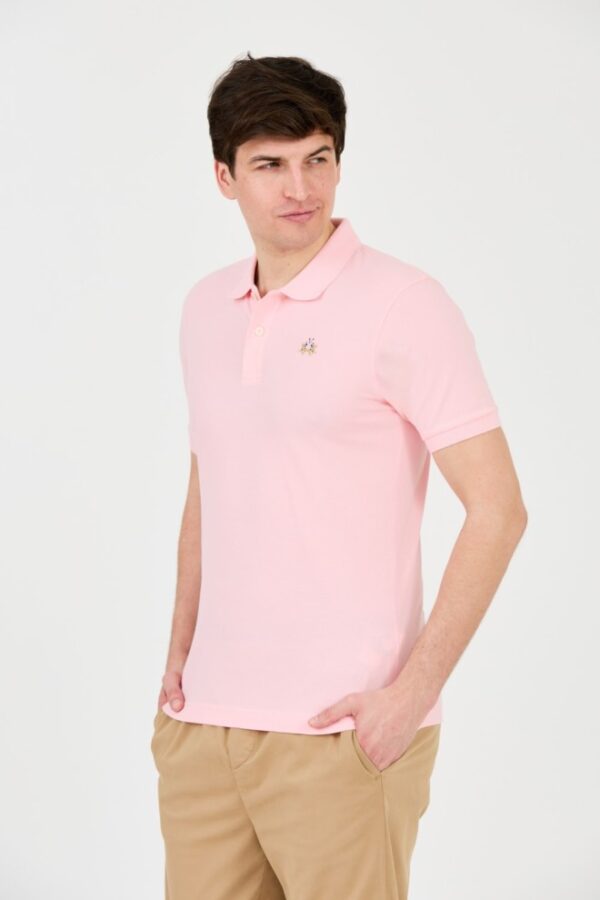 LA MARTINA Różowy męski t-shirt z małym logo