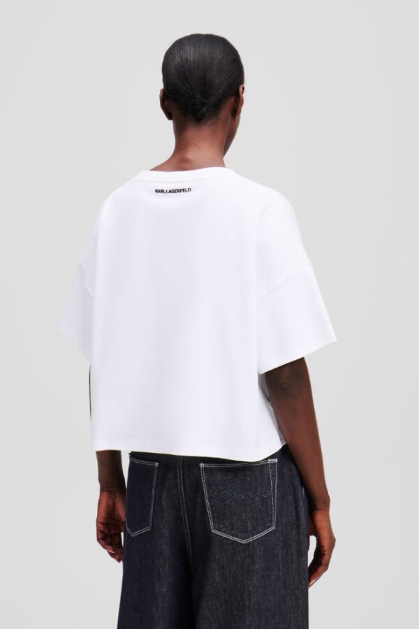 KARL LAGERFELD Biały damski t-shirt Ikon Aquarelle K Boxy Tshirt