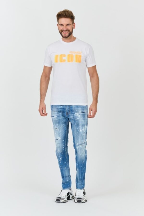 DSQUARED2 Biały męski t-shirt Icon Blur Cool Fit Tee