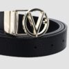 VALENTINO Czarny pasek damski Roof Plaque Buckle Belt