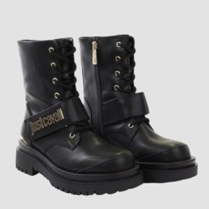 84607b0c0c9b1bf81927f00d511d3879faa66b80 JUST CAVALLI Czarne damskie botki FONDO BOURNE