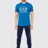 EA7 Niebieski męski t-shirt z dużym logo