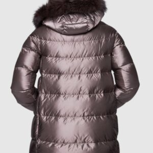 857f966e5bd6a9eba9aaa71514865073a37cade8 HETREGO Taupe damska długa kurtka puchowa Hanna z lisem, Rozmiar 36 EU - 40 IT