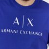 85a1cf457b535db8ca87826d3b338f4e896408c3 ARMANI EXCHANGE Niebieski t-shirt męski z białym logo