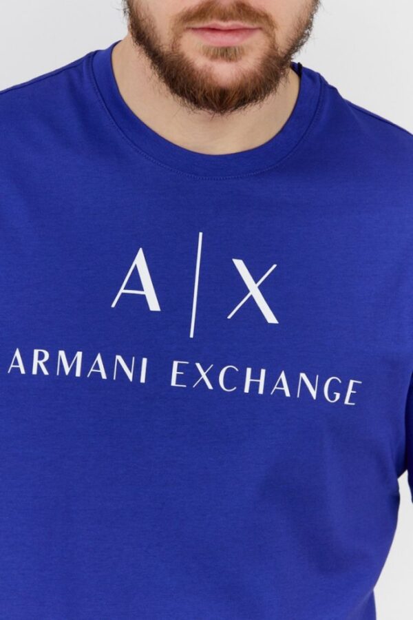 85a1cf457b535db8ca87826d3b338f4e896408c3 ARMANI EXCHANGE Niebieski t-shirt męski z białym logo
