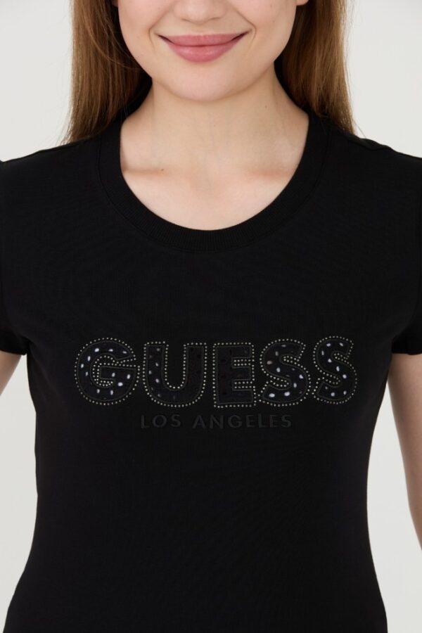 GUESS Czarny damski t-shirt Sangallo Tee