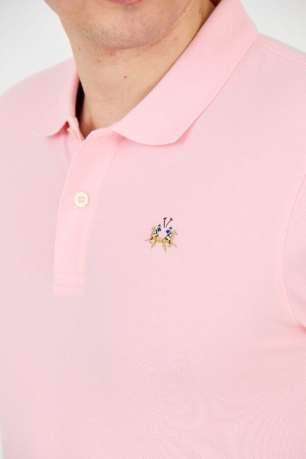 LA MARTINA Różowy męski t-shirt z małym logo