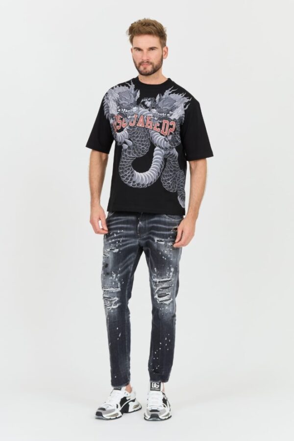 DSQUARED2 Czarny męski t-shirt Loose Fit Tee