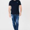 8785294f94253e287da3dce4283459f6d2546e85 GUESS Granatowy t-shirt męski z turkusowym logo