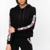 MOSCHINO Czarna bluza damska z kapturem i lampasami