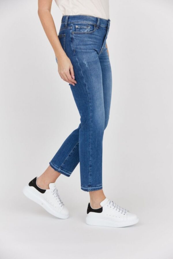 7 FOR ALL MANKIND Niebieskie jeansy damskie THE STRAIGHT CROP SLIM ILLUSION