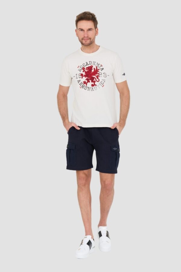 AERONAUTICA MILITARE Beżowy bawełniany męski t-shirt M.C