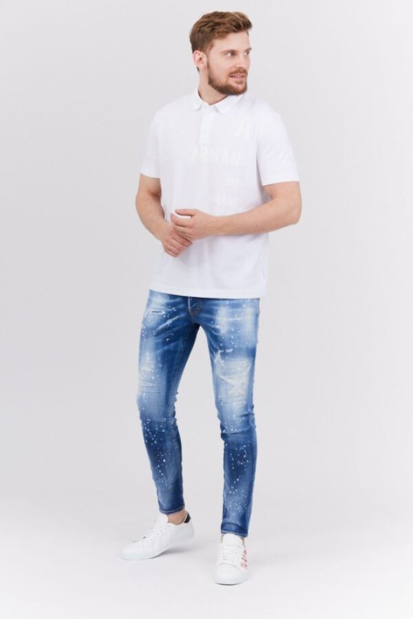 ARMANI EXCHANGE Biała męska koszulka polo z nadrukiem