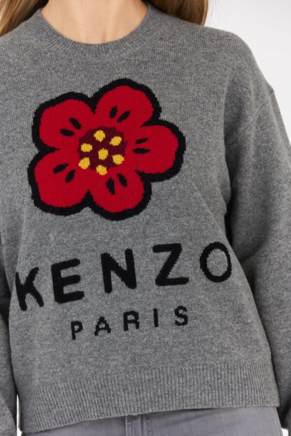 KENZO Szary sweter damski boke flower