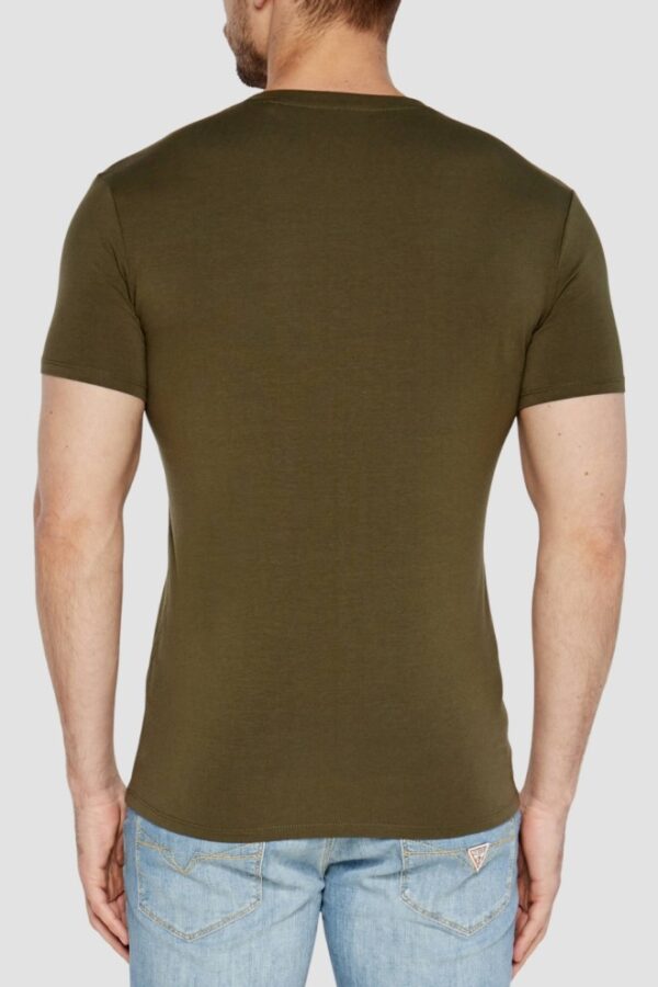 GUESS Zielony męski t-shirt z małym logo
