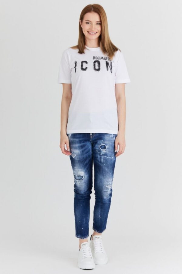 DSQUARED2 Biały t-shirt damski icon spray
