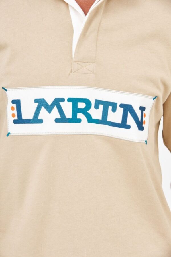 LA MARTINA Beżowa męska bluza polo z wyszywanym logo