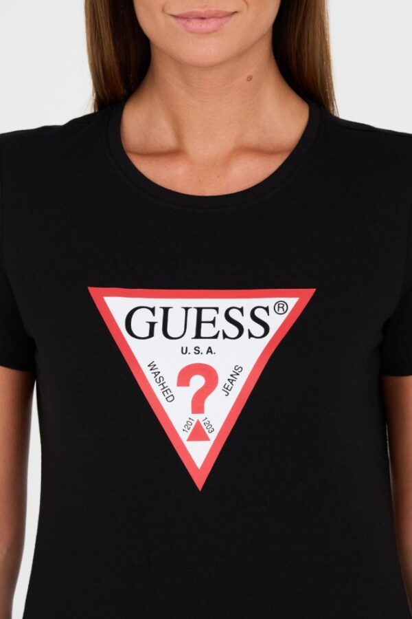GUESS Czarny damski t-shirt bawełniany Original Tee